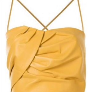 Michelle Mason Pleated Leather Crop Top